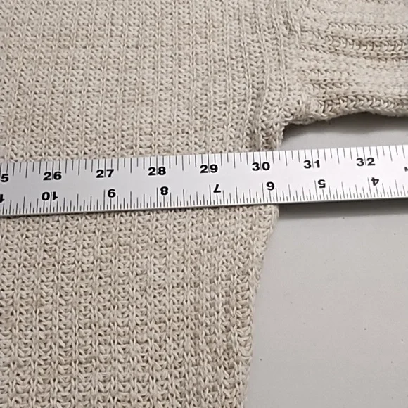 David Taylor XL Crew Neck Over Sized Sweater Beige Marled Thin Knit - Picture 4 of 7